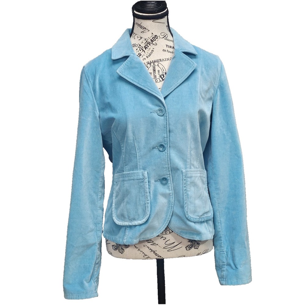 Sundance Velvet‎ Blazer Jacket Womens 2 Blue Satin Cuff Career Office Siren Prep